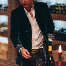 Load image into Gallery viewer, Mandarin Emerald Velvet Dinner Jacket