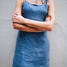 Load image into Gallery viewer, Grey Blue Linen Dress