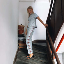Load image into Gallery viewer, Grey &amp; Claret Silk Pant Set