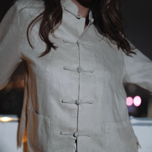 Load image into Gallery viewer, Mandarin Linen Jacket Beige
