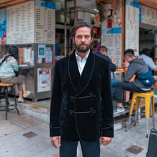 Load image into Gallery viewer, Black Velvet Smoking Jacket