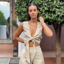Load image into Gallery viewer, Beige Linen Tie Set