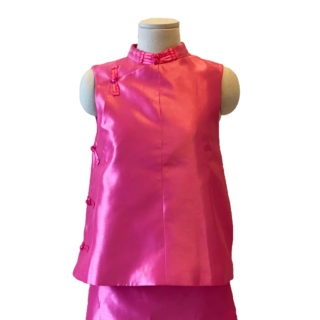 Hot Pink Silk Skirt Set