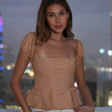 Load image into Gallery viewer, Linen Corset in Tan